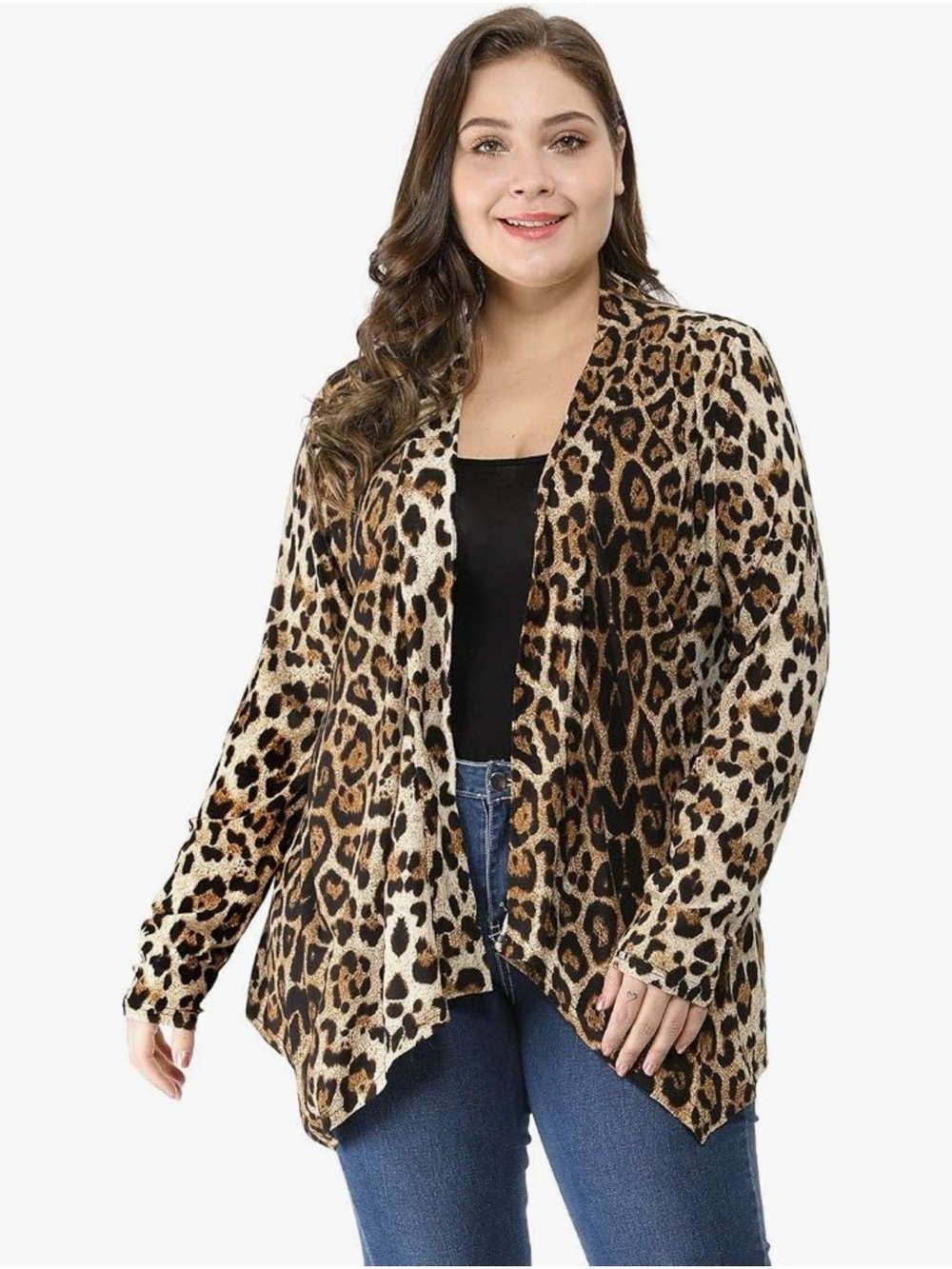 Trend Leopard Print Longline Cardigan Open Front